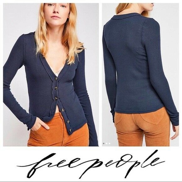 Free People Call Me Cardi Fit Button Down Plunge - Picture 2 of 12